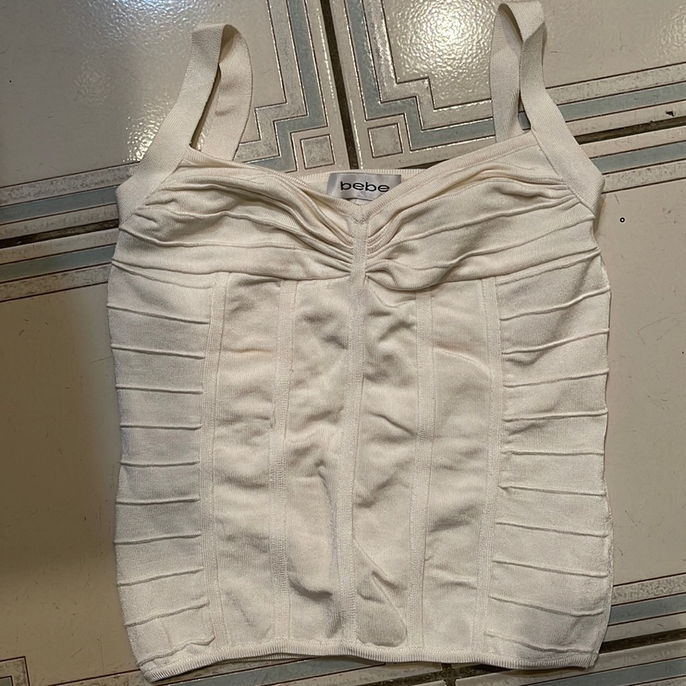 Bebe knit top cream size small